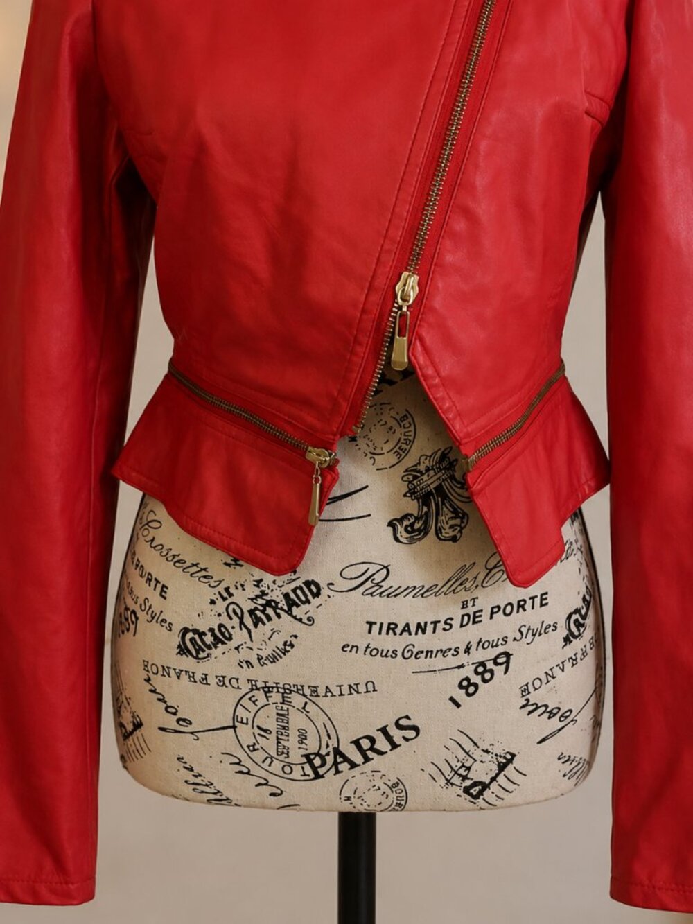 Therapy by Lane Crawford Red Leather Jacket Cropped - Size M, NWT - Picture 5 of 7